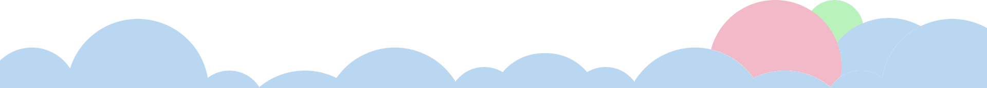 A green background with a blue sky and white clouds.